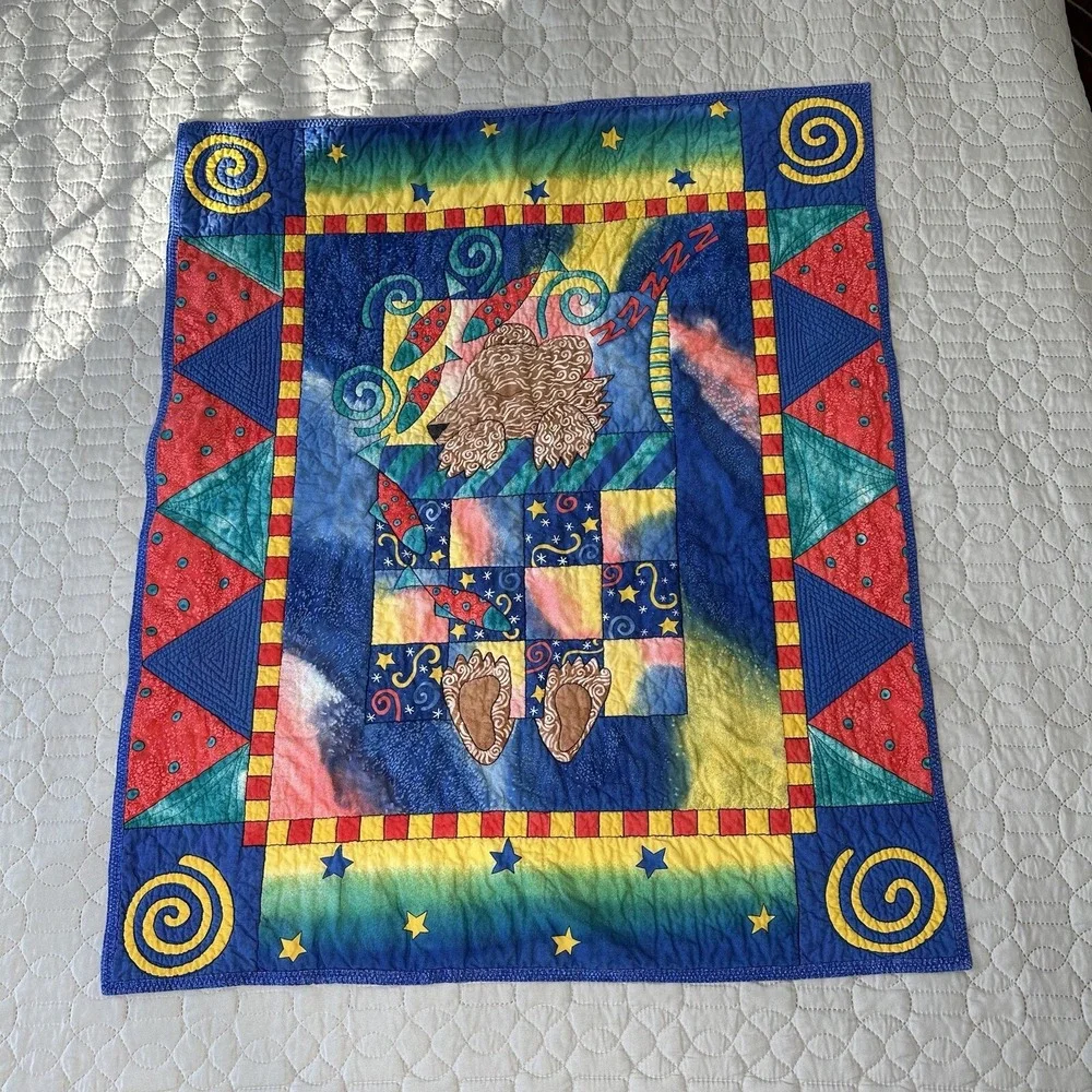 Bear Quilt Blanket Baby Moon Handmade Reversible Sleeping Rockets Stars Tie Dye